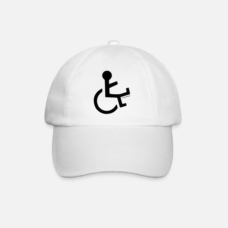 Wheelchair user with broken leg # - Baseball Cap - white/white