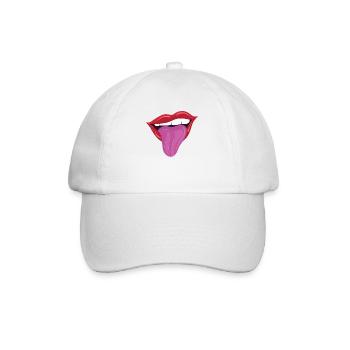 Lèvres coquines avec la langue - Casquette classique - blanc/blanc - Devant