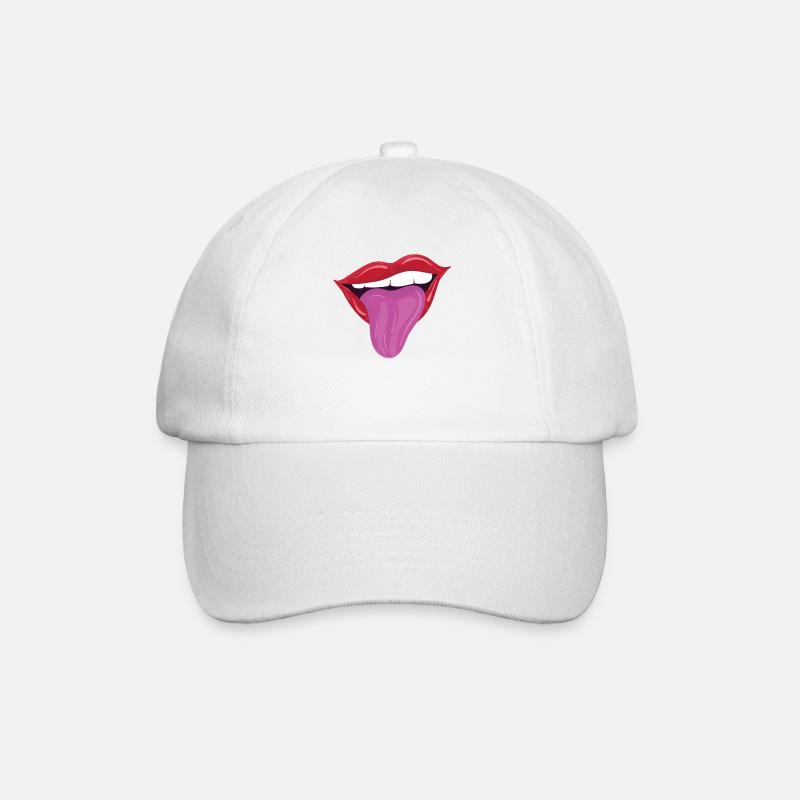 Naughty Lips with Tongue - Baseball Cap - white/white