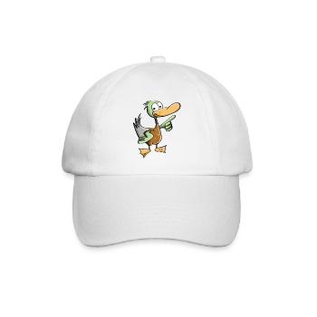 Lustiger Erpel - Ente Comic - Baseballkappe - Weiß/Weiß - Vorne