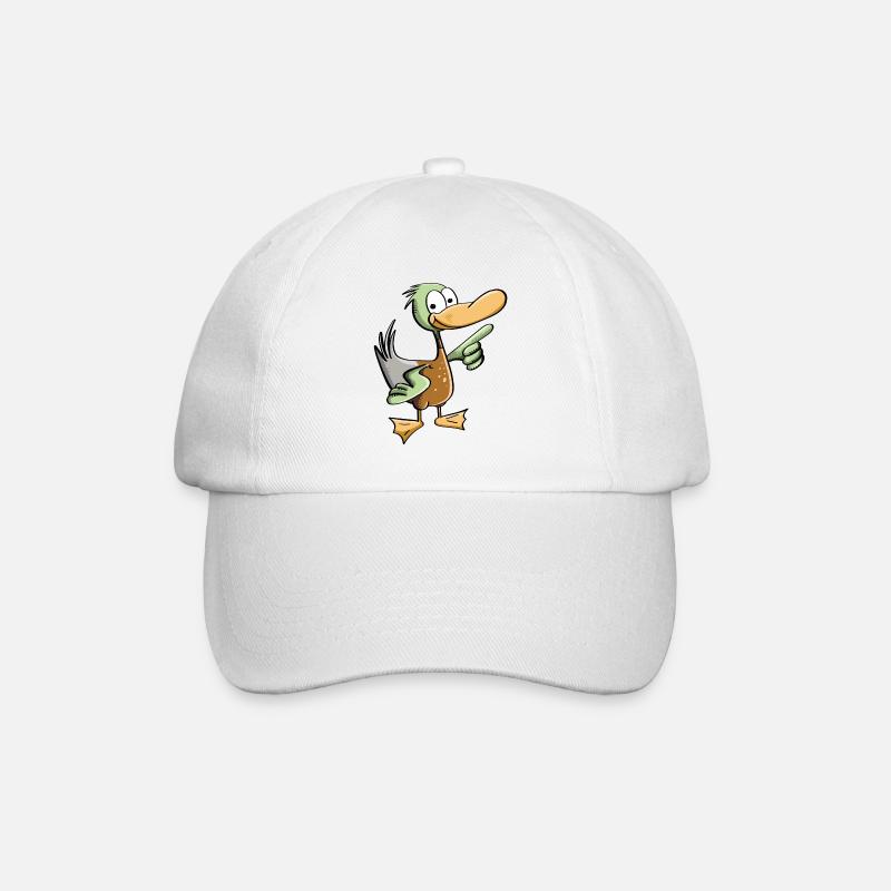Lustiger Erpel - Ente Comic - Baseballkappe - Weiß/Weiß