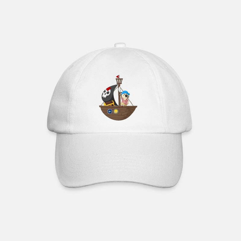 Petit pirate avec son bateau - Casquette classique - blanc/blanc