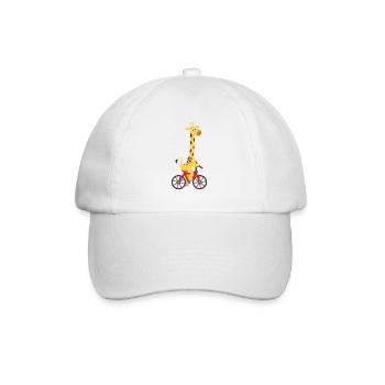 Children's motif: Giraffe rides on a bicycle - Baseball Cap - white/white - Front