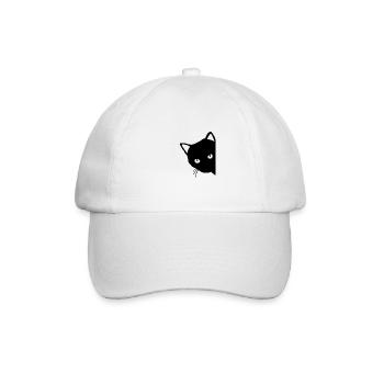 Schwarze Katze - Baseballkappe - Weiß/Weiß - Vorne