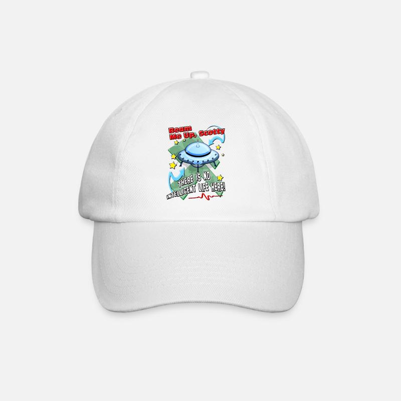 scotty beam me up - alien ufo spaceship sci-fi - Baseball Cap - white/white