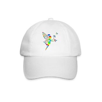 Elfe, Fee, Schmetterlinge, Magie, Schutzengel - Baseballkappe - Weiß/Weiß - Vorne