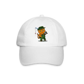 Angler Sportfischer Fischer Katze Geschenk - Baseballkappe - Weiß/Weiß - Vorne
