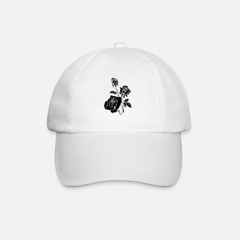 SCHWARZE ROSEN BLUMEN - Baseballkappe - Weiß/Weiß