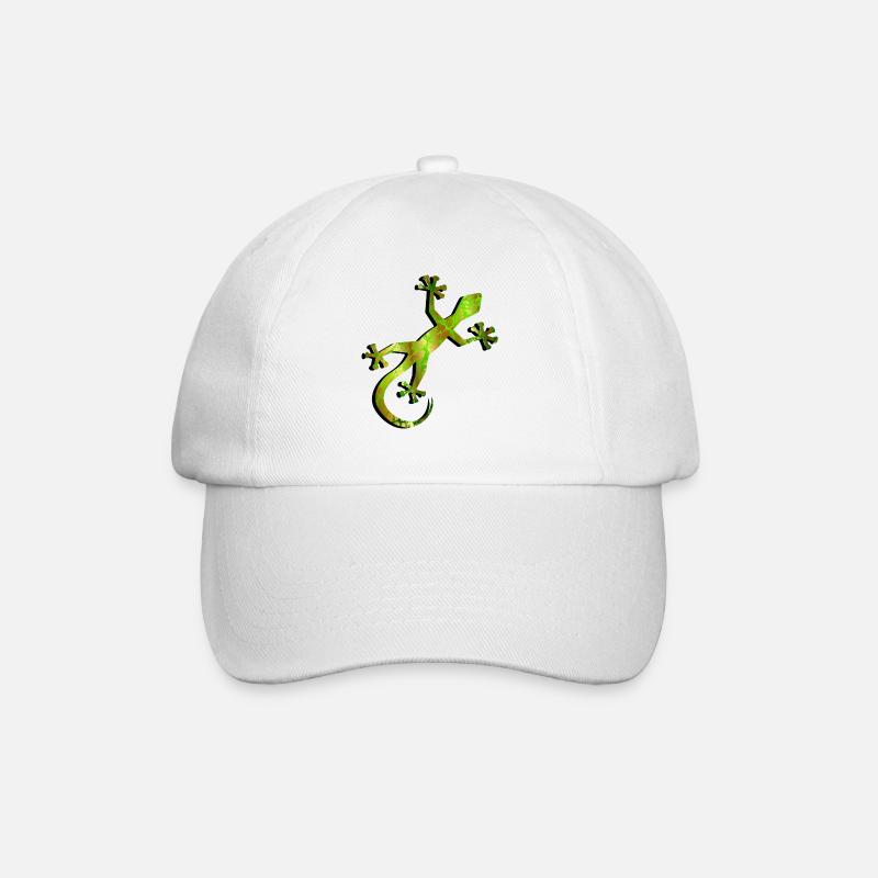Gecko Gekko Salamander Tier Reptil Eidechse - Baseballkappe - Weiß/Weiß