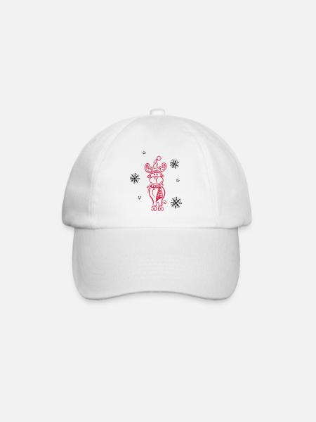 Elk, reindeer with snowflakes and stars - Baseball Cap - white/white