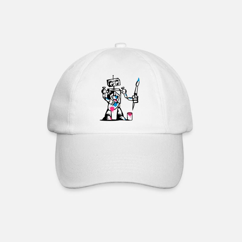Un robot avec un pinceau - Casquette classique - blanc/blanc