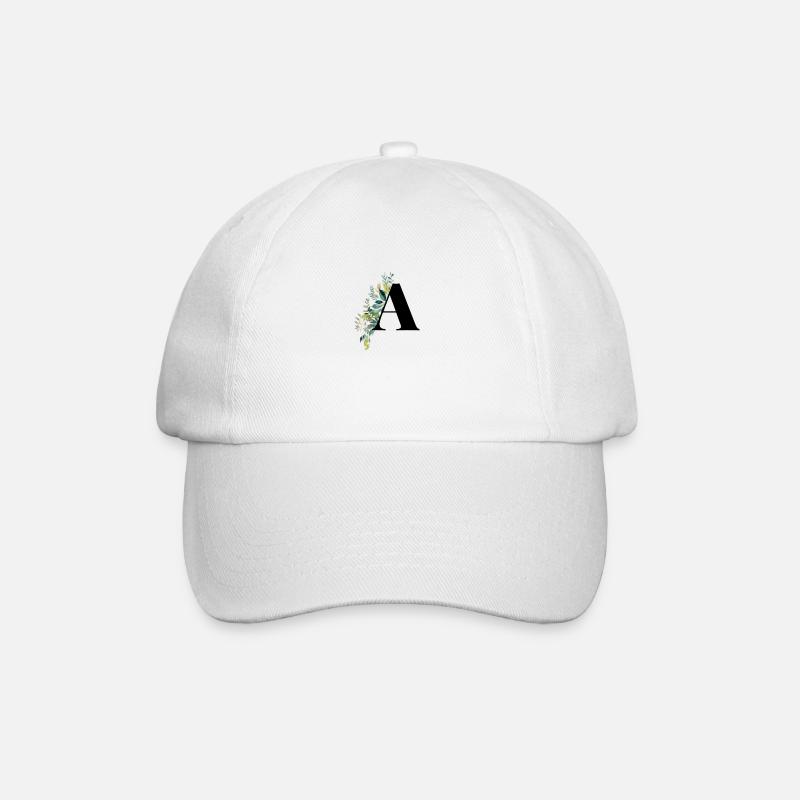 floral letter flower initial A - Baseballkappe - Weiß/Weiß