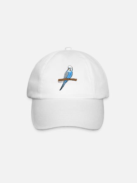 Blauer Wellensittich - Baseballkappe - Weiß/Weiß