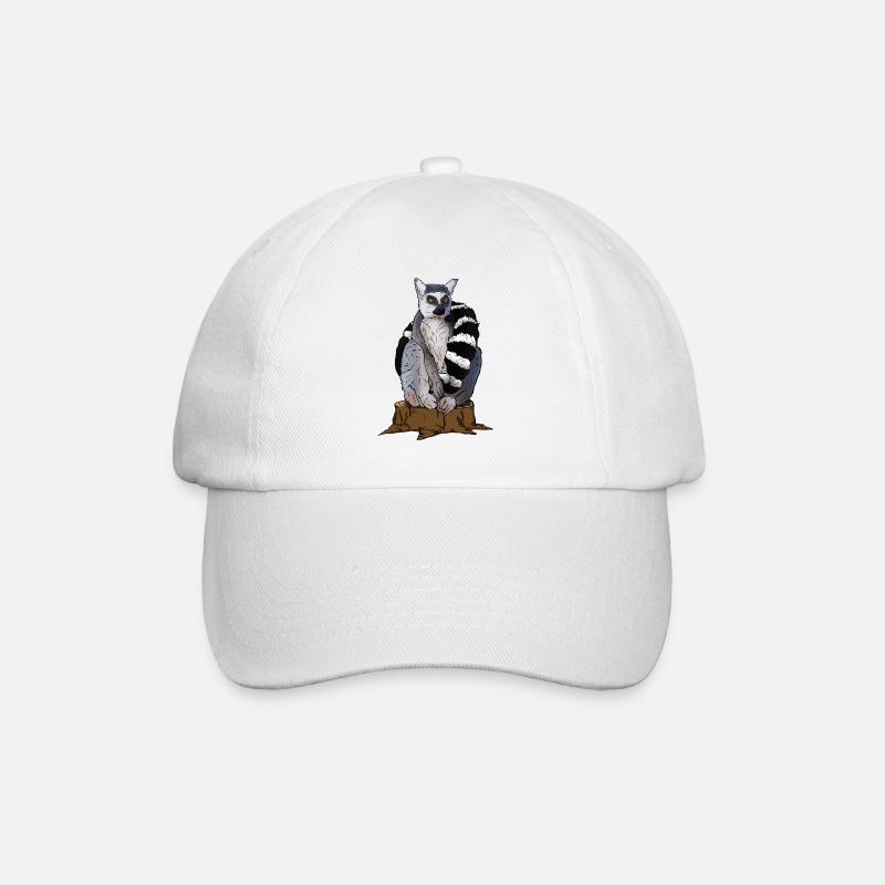 Süßer Katta Affe sitzt auf Baum Geschenk für Lemur - Baseballkappe - Weiß/Weiß