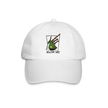Blow Me | Cool Dudelsack Lustige Sprüche Geschenk - Baseballkappe - Weiß/Weiß - Vorne
