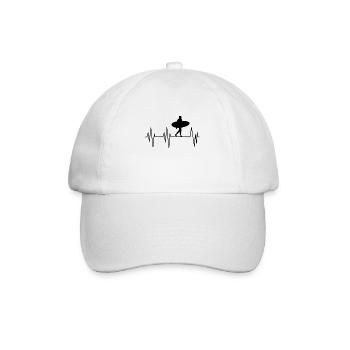 Surf Heartbeat – Surfer-Silhouette  - Baseballkappe - Weiß/Weiß - Vorne