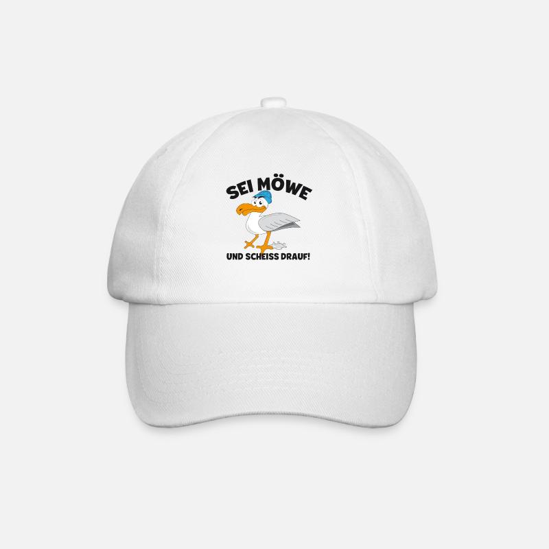 Möwe Möwen Sei Möwe und scheiß drauf - Baseballkappe - Weiß/Weiß