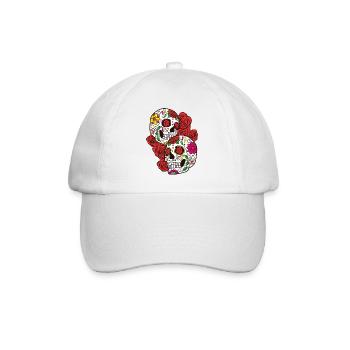 Sugar Skull Totenschädel Totenkopf Calavera Rose - Baseballkappe - Weiß/Weiß - Vorne