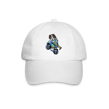 Motorcycle Biker Dog Motorcyclist Gift - Baseball Cap - white/white - Front