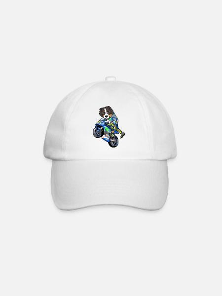 Motorrad Biker Hund Motorradfahrer Geschenk - Baseballkappe - Weiß/Weiß