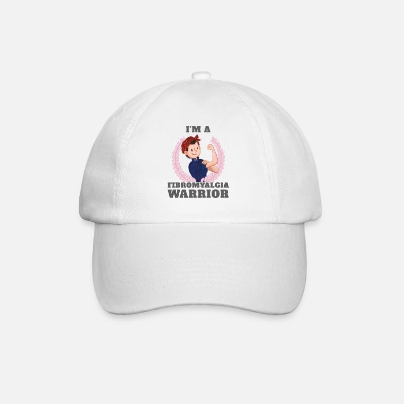 Ich bin ein Fibromyalgie-Krieger FM Bewusstseins-Geschenk-Geschenk - Baseballkappe - Weiß/Weiß