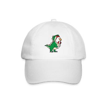 Dino Chicken Hahn im T-Rex Dinosaurier Dino Kostüm - Baseballkappe - Weiß/Weiß - Vorne