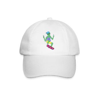Skateboarding Alien - Baseballkappe - Weiß/Weiß - Vorne