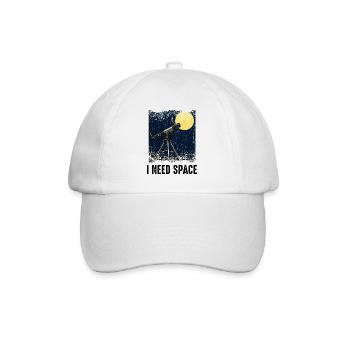 I Need Space Teleskop Cool Astronomie-Fan Geschenk - Baseballkappe - Weiß/Weiß - Vorne