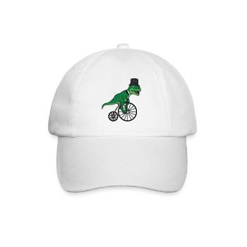 T-Rex auf Fahrrad Dino - Baseballkappe - Weiß/Weiß - Vorne