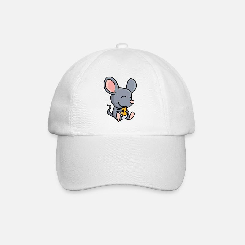 Maus mit Käse - Baseballkappe - Weiß/Weiß