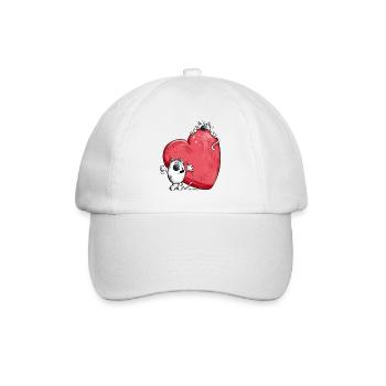 Chats avec un grand coeur rouge - Casquette classique - blanc/blanc - Devant