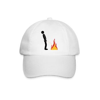 fire extinguish flames hot fire brigade logo in ste - Baseball Cap - white/white - Front