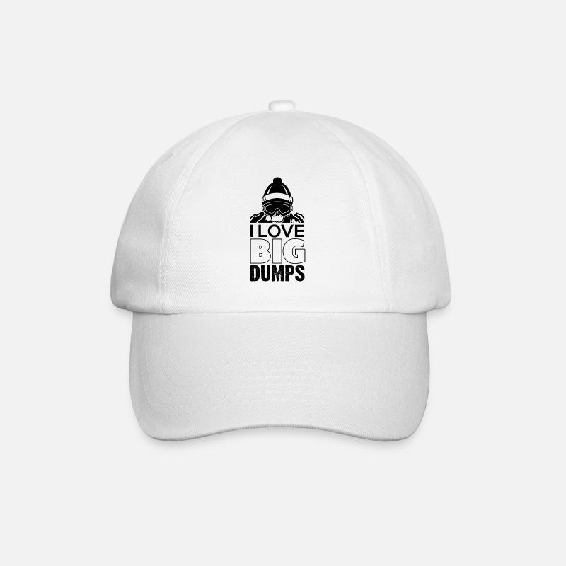 Snowboarding - I Love Big Dump Funny Snowboarder - Baseball Cap - white/white