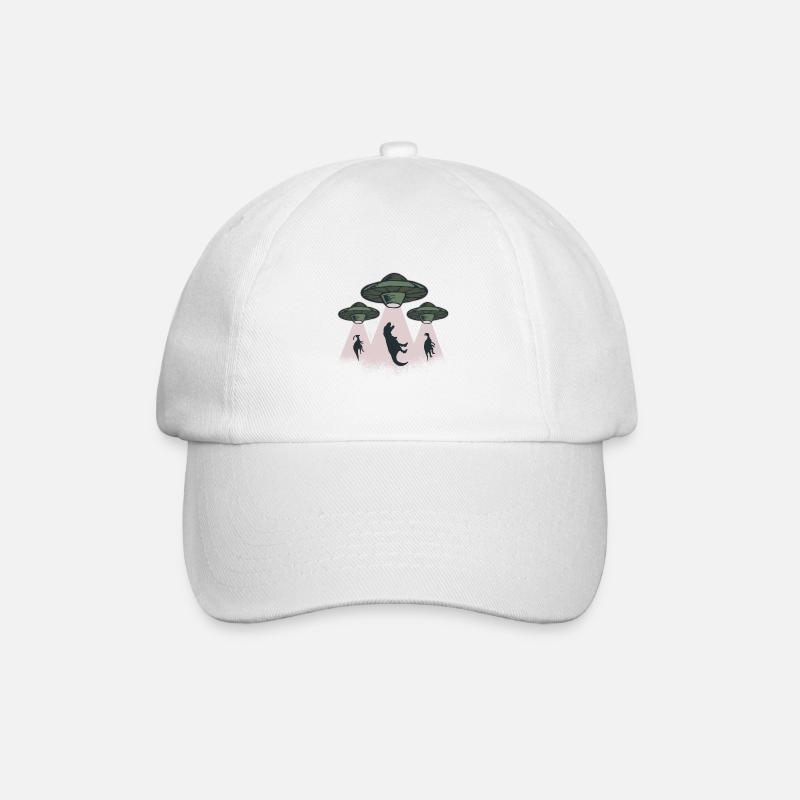 Ufo Dinosaurier werden entführt von Ufo alien - Baseballkappe - Weiß/Weiß