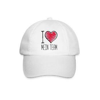 ich liebe mein team herz - Baseballkappe - Weiß/Weiß - Vorne