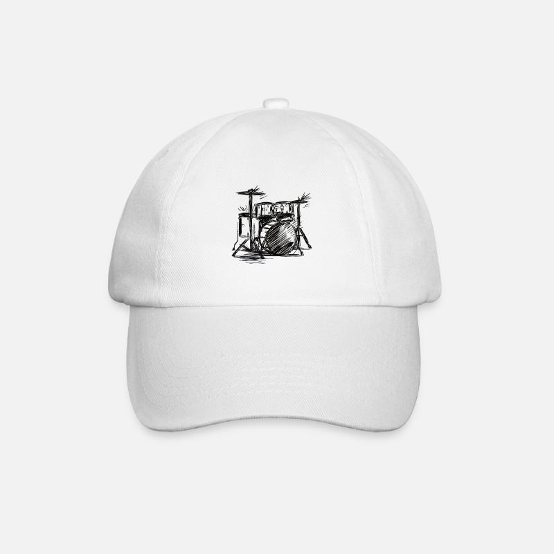 Sketch Musical Drums - Baseball Cap - white/white