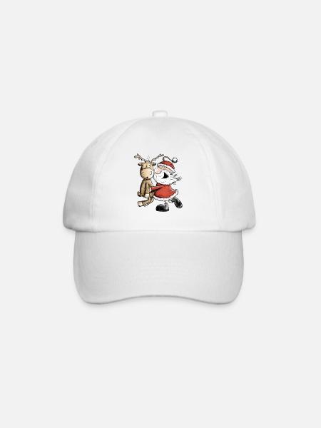 Weihnachtsmann Mit Rentier I Weihnachten Geschenk - Baseballkappe - Weiß/Weiß