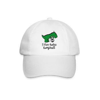 T-Rex hates korfball ball funny dinosaur cartoon - Baseball Cap - white/white - Front
