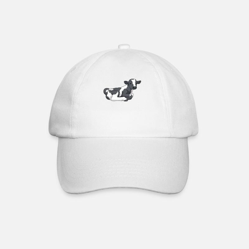 Kuh Kalb mit schwarzen Flecken - Baseballkappe - Weiß/Weiß