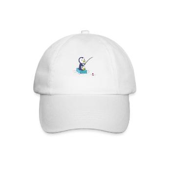 Penguin is fishing - Baseball Cap - white/white - Front