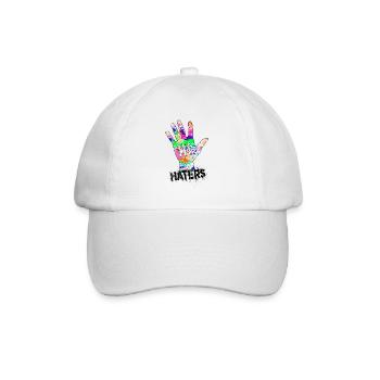 Hi Haters Coole Hand in Regenbogen Farben - Baseballkappe - Weiß/Weiß - Vorne