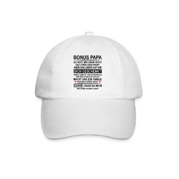Bonus Papa Danke Stiefvater Kaffeetasse & Shirt - Baseballkappe - Weiß/Weiß - Vorne
