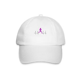 Fitness Running Funny Ladies EKG Runner Heartbeat - Baseball Cap - white/white - Front