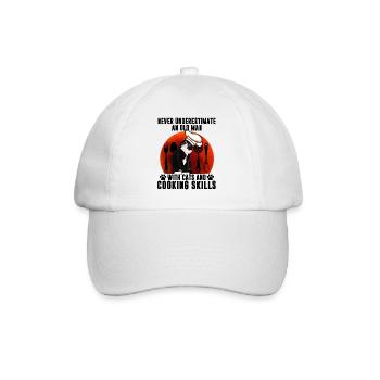 Black Cat An Old Man With Cats And Cooking Skills - Baseball Cap - white/white - Front