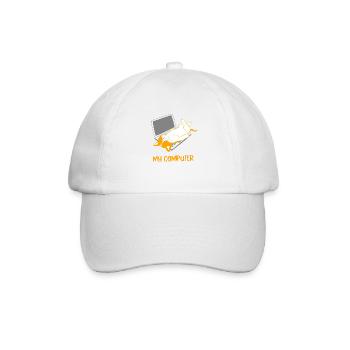 Chat couché sur un cadeau d'ordinateur portable - Casquette classique - blanc/blanc - Devant