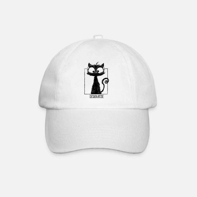 Lesekatze Lesen & Katze mit Brille Bücher Lesen - Baseballkappe - Weiß/Weiß
