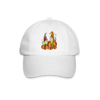 Wichtel auf Kürbis Gnome Zwerge Kürbis - Baseballkappe - Weiß/Weiß - Vorne