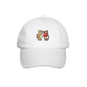 Cute bears love heart rose valentines day - Baseball Cap - white/white - Front