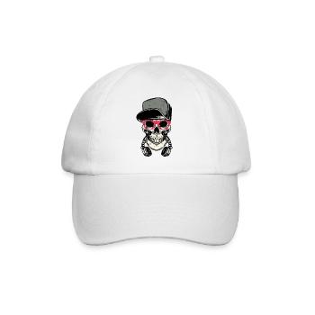 DJ Skull with Headphones - Baseball Cap - white/white - Front