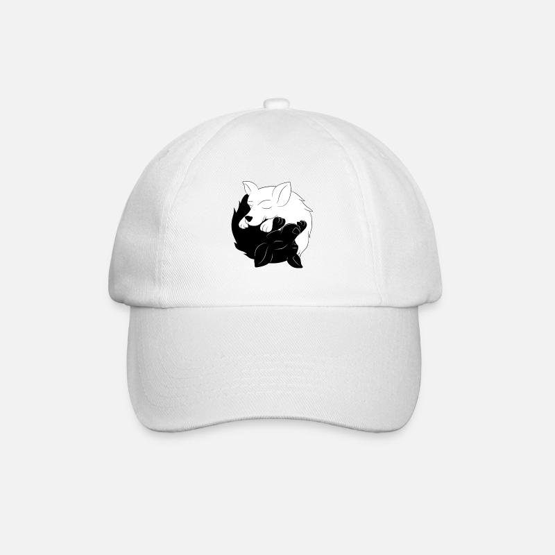 Ying & Yang Hunde Asia Liebe Meditation Geschenk - Baseballkappe - Weiß/Weiß